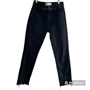 Reformation Julia Style Distressed Rigid Denim Jeans size 26x27 Raw Hems